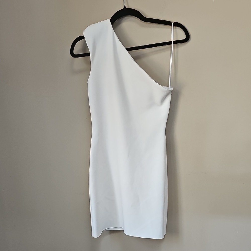 Amanda Uprichard White Asymmetric One-Shoulder Mini Dress